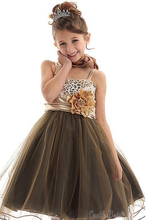Wedding - Floral Accent Tulle Flower Girl Dress