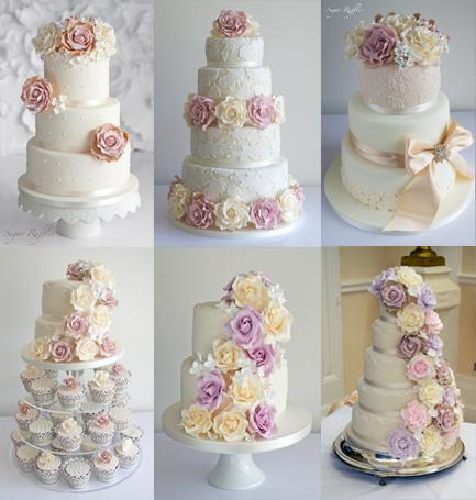 Mariage - Ivory wedding cakes decorated with roses