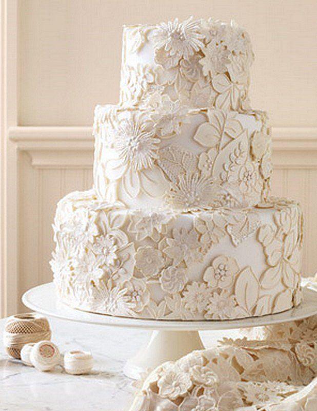 زفاف - Vintage Lace Wedding Cake Design 