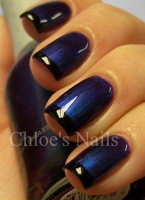 Mariage - Black On Navy French Manicure 