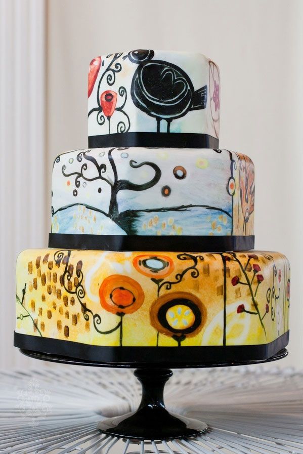 Wedding - Hand Painted Wedding Cake Inspiration 