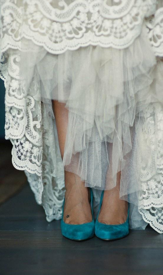 Mariage - Ruffles And Something Blue Shoes 