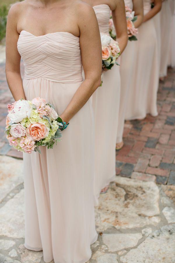زفاف - Strapless Pale Pink Bridesmaids