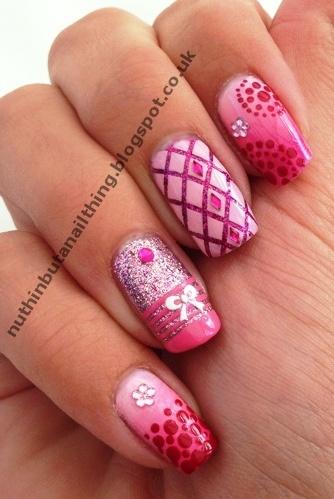 Wedding - Detailed Pink Nail Design. 