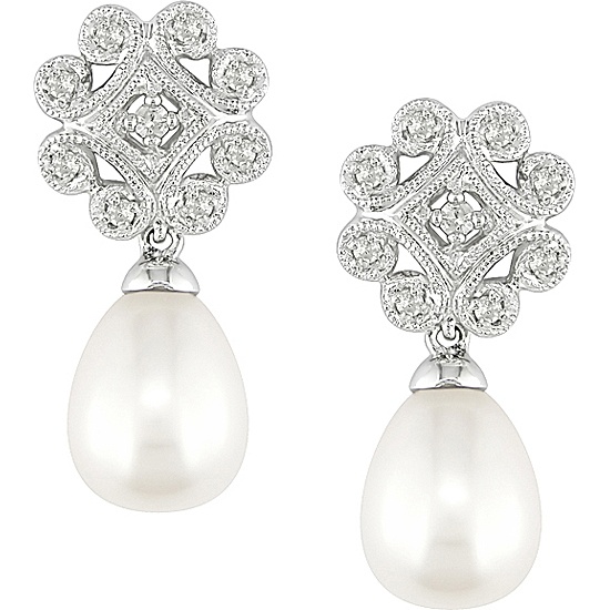 Wedding - Midori Pearl And Diamond Earrings 