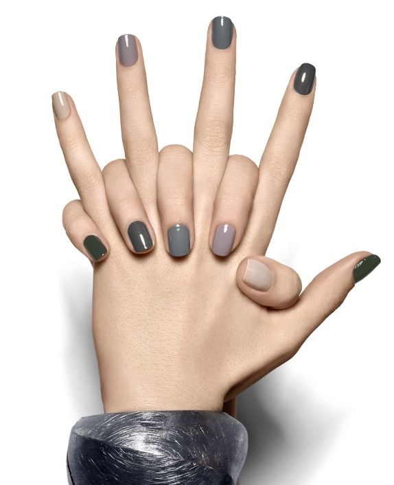 Mariage - Neutral Grey Ombre Nails manucure #