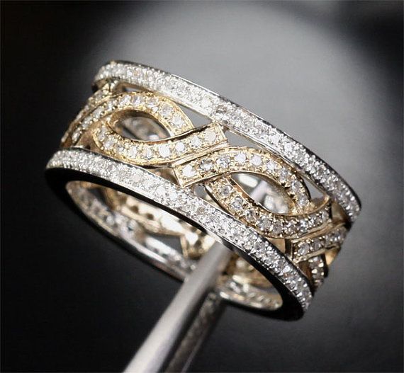 زفاف - فريدة الخلود باند 1.05CT الماس 14K اثنين من لهجة الذهب النساء الرجال خاتم الزواج