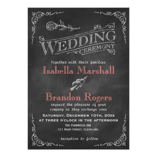 Wedding - Coral Chalkboard Wedding Invitation
