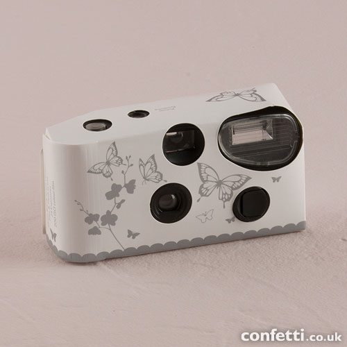 زفاف - Butterfly Garden White And Silver Disposable Camera - Confetti.co.uk