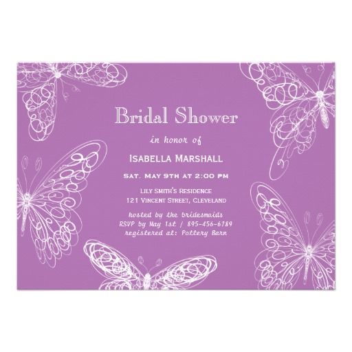 Wedding - Radiant Orchid Butterfly Bridal Shower Invitation