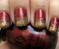 Wedding - Red And Gold Nails 