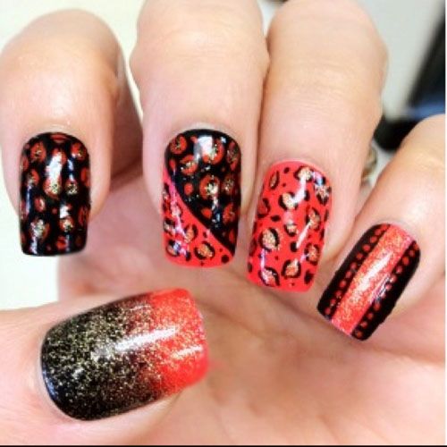 Wedding - Red Leopard Nails 
