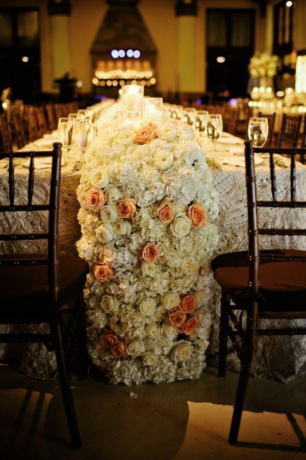 Wedding - Peach And Cream Flower Table Runner