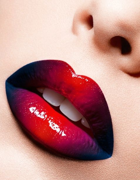 Wedding - Red And Purple Ombre Lips. 