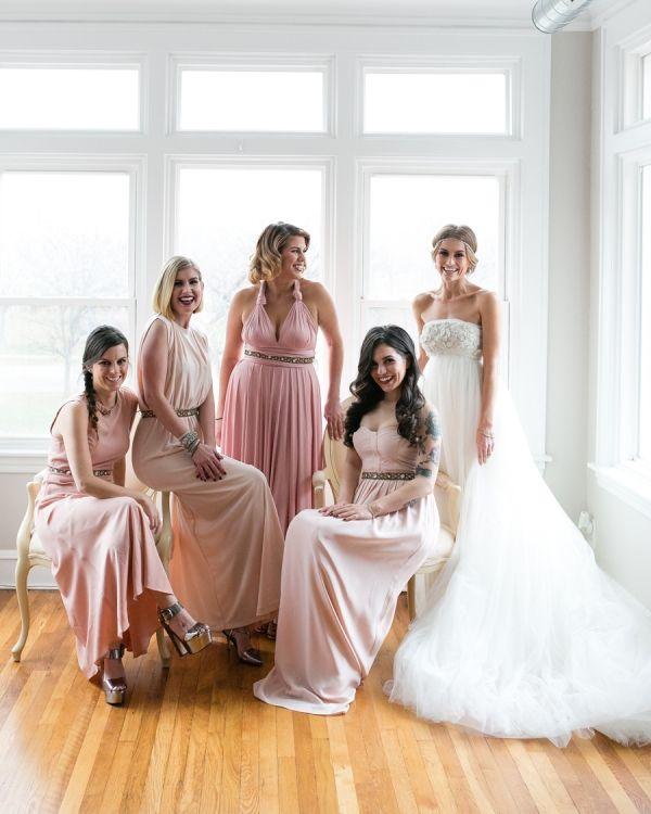Wedding - Elegant Blush Bridesmaids Dresses