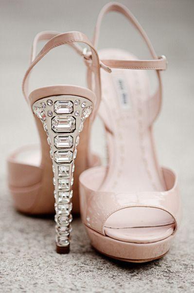 Wedding - High heels pink wedding sandals with crystals