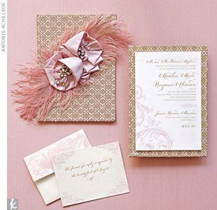 Wedding - Blush Pink And Gold Wedding Invitations 