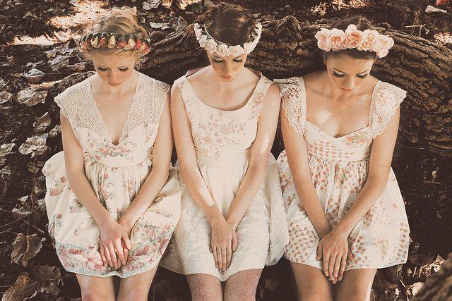 Wedding - Vintage Bridesmaids. Flower Crowns. 