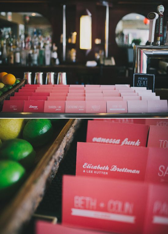 Wedding - Ombre Pink Escort Cards 