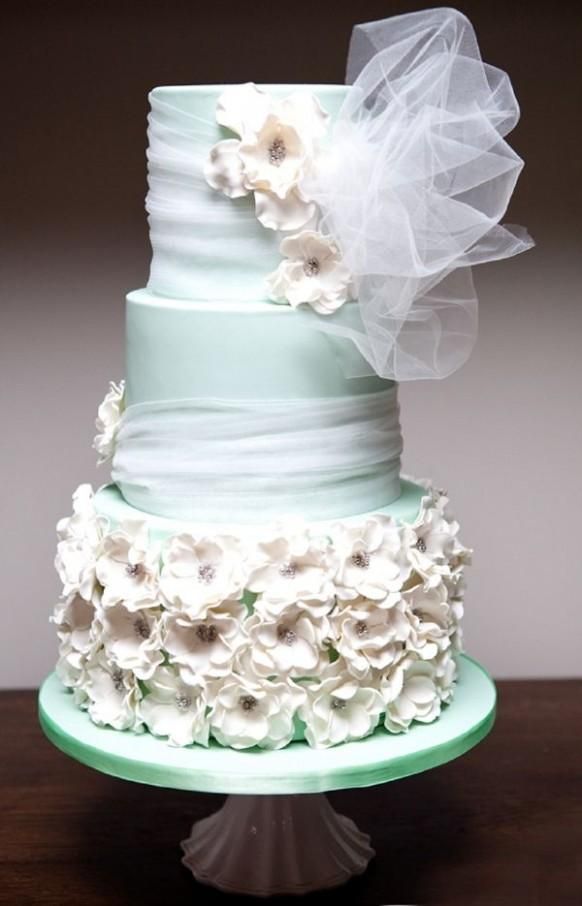 Wedding - Seafoam Green Wedding Cake 