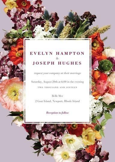 زفاف - لا حدود لها أزهار - توقيع الأبيض دعوات الزفاف في Boysenberry أو أحمر الخدود