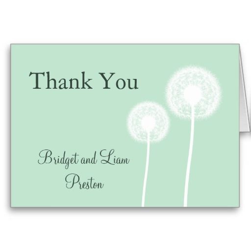 Wedding - Dandelion On Mint Thank You Card