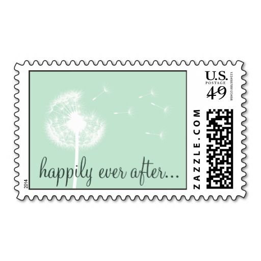 Wedding - Dandelion On Mint Thank You Stamp