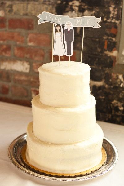 Hochzeit - Illustrierte Kuchen-Deckel