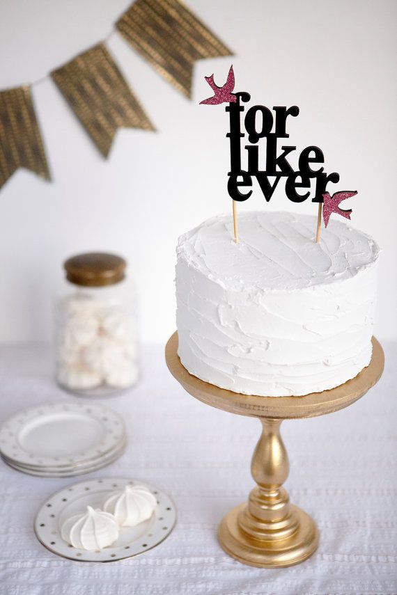 Mariage - Pour Comme jamais gâteau de mariage Topper avec des oiseaux Hot Pink Glitter Amour - Prêt à expédier