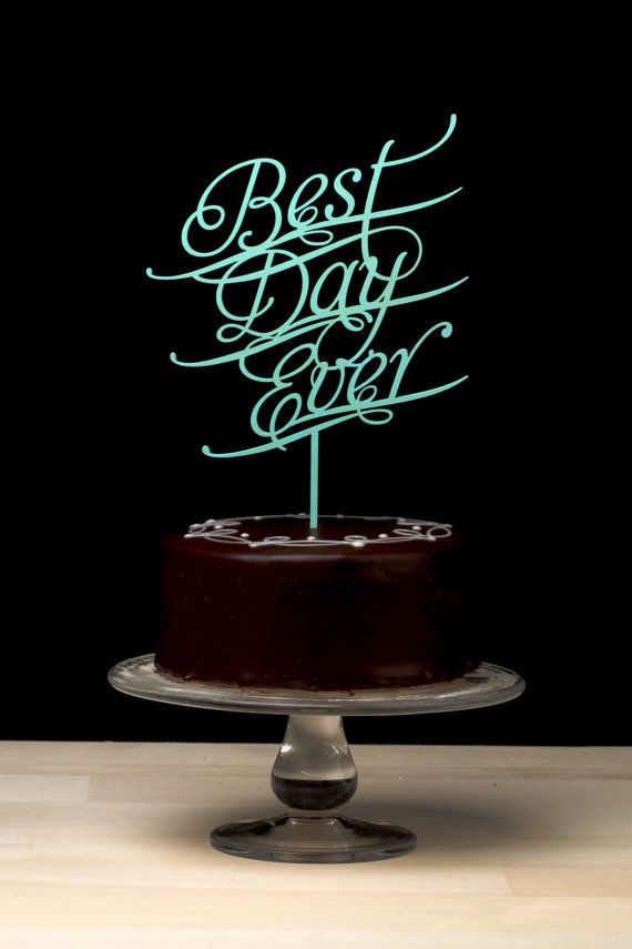 Mariage - Meilleur jour jamais gâteau de mariage Topper - bleu de Tiffany