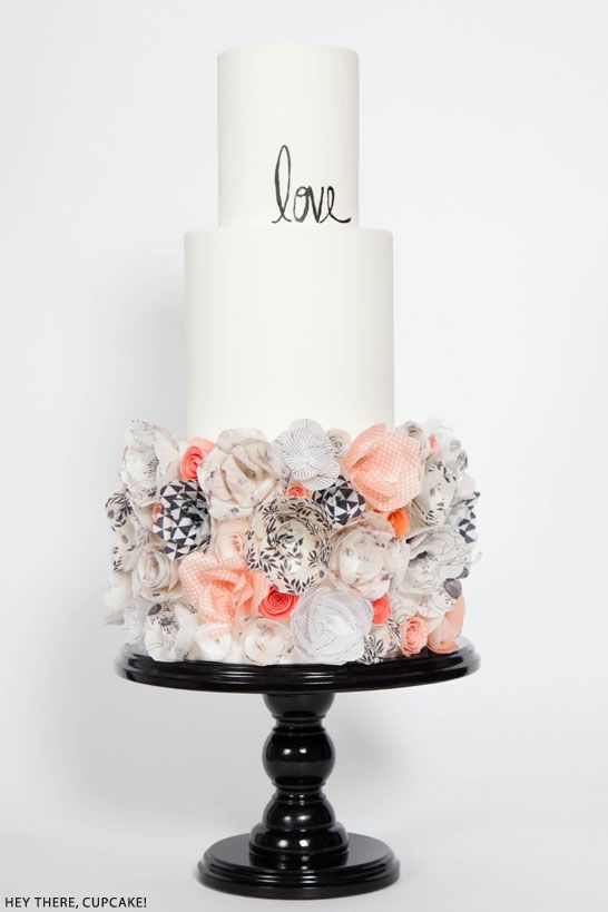 Mariage - Tranche de gâteau de fleur de papier