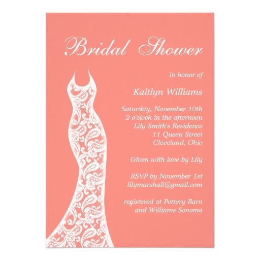 Wedding - Coral Bridal Shower Invitation