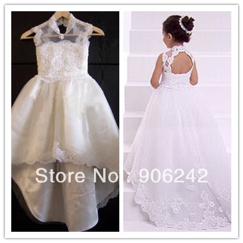 Hochzeit - Hohe Qualität Elfenbeinapplikationen Neu Hochzeitsblumenmädchen Kleid nach Maß