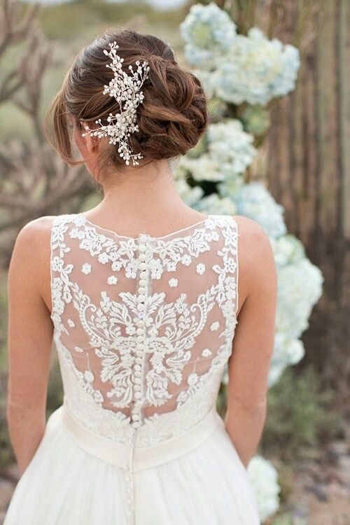 Wedding - Transparent back sophisticated white wedding dress