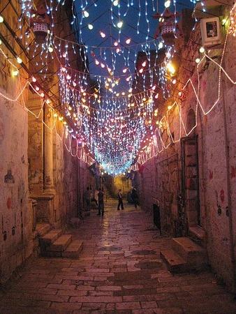 Hochzeit - Lichter in der alten Stadt Jerusalem.