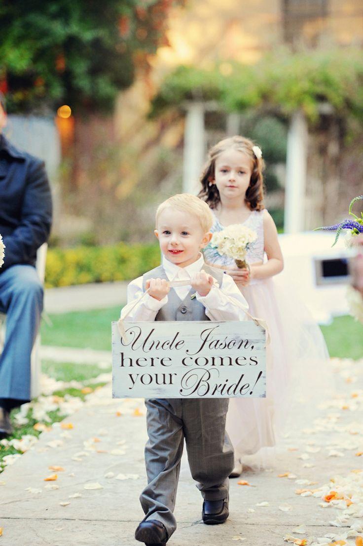Wedding - Ring Bearer And Flower Girl With Sign 