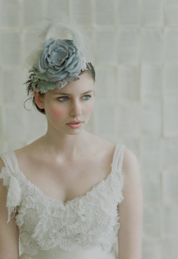 Wedding - Custom Order Deposit Listing For Twigs And Honey Original Bridal Mini Hat, Handmade Silk Flowers, Tulle, Feathers