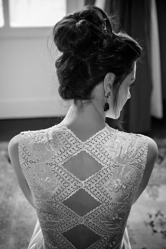 Wedding - White wedding dress with decorated back portion