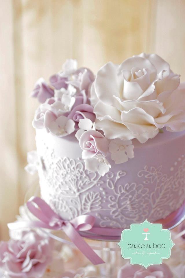 Wedding - Lavender Rose Cake 