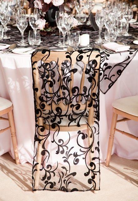 زفاف - الرباط أسود غطاء كرسي