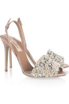 Wedding - Crystal-embellished Satin Sandals