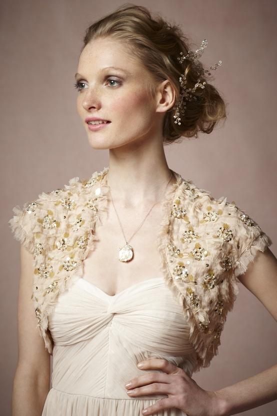 Wedding - Ivory Lace And Crystal Shrug 
