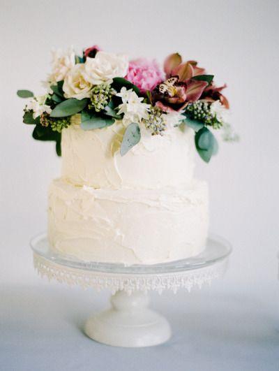 Wedding - Pretty Cake On A Milk Glass Stand 