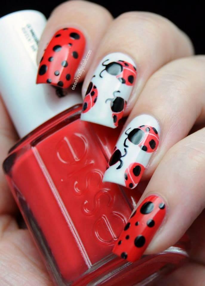 Hochzeit - Lady Bug Nail Art