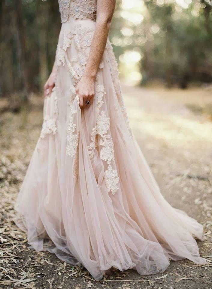 Wedding - Blush Wedding Dress With Lace 