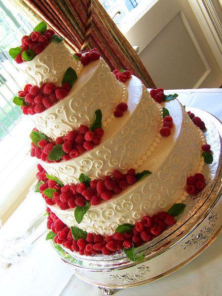Wedding - Raspberry Scrolls Wedding Cake 