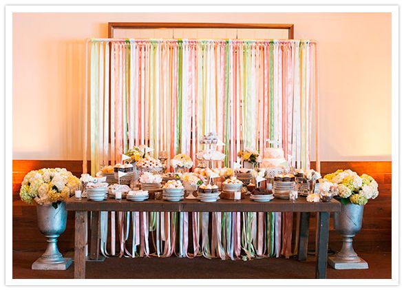 Wedding - Ribbon Streamer Dessert Table Backdrop 