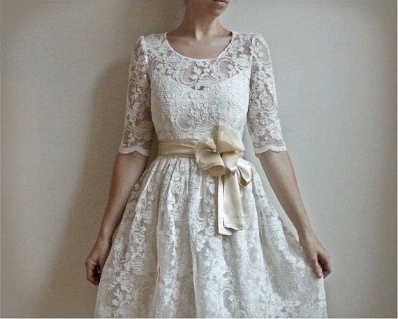 Hochzeit - Ellie - 2 Stück, Spitze und Baumwolle Hochzeitskleid - Preis wird zunehmen Am 15. März