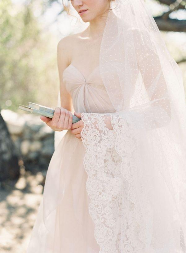 Wedding - Sheer Lace Trimmed Mantilla Veil
