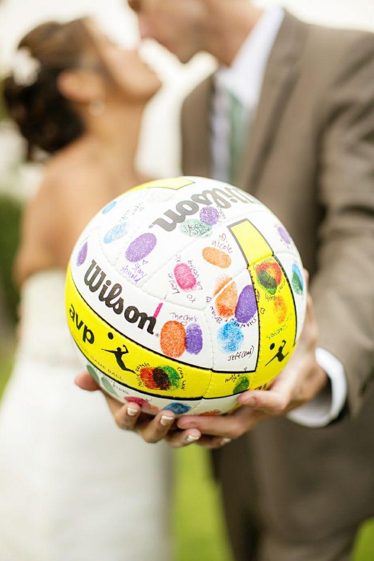 Wedding - Colorful soccer ball wedding guest book